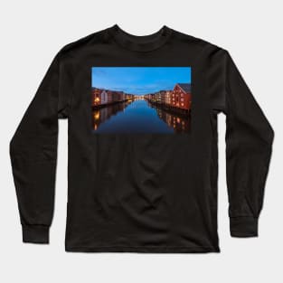 The old city of Trondheim and Nidelva River at evening. Norway Long Sleeve T-Shirt